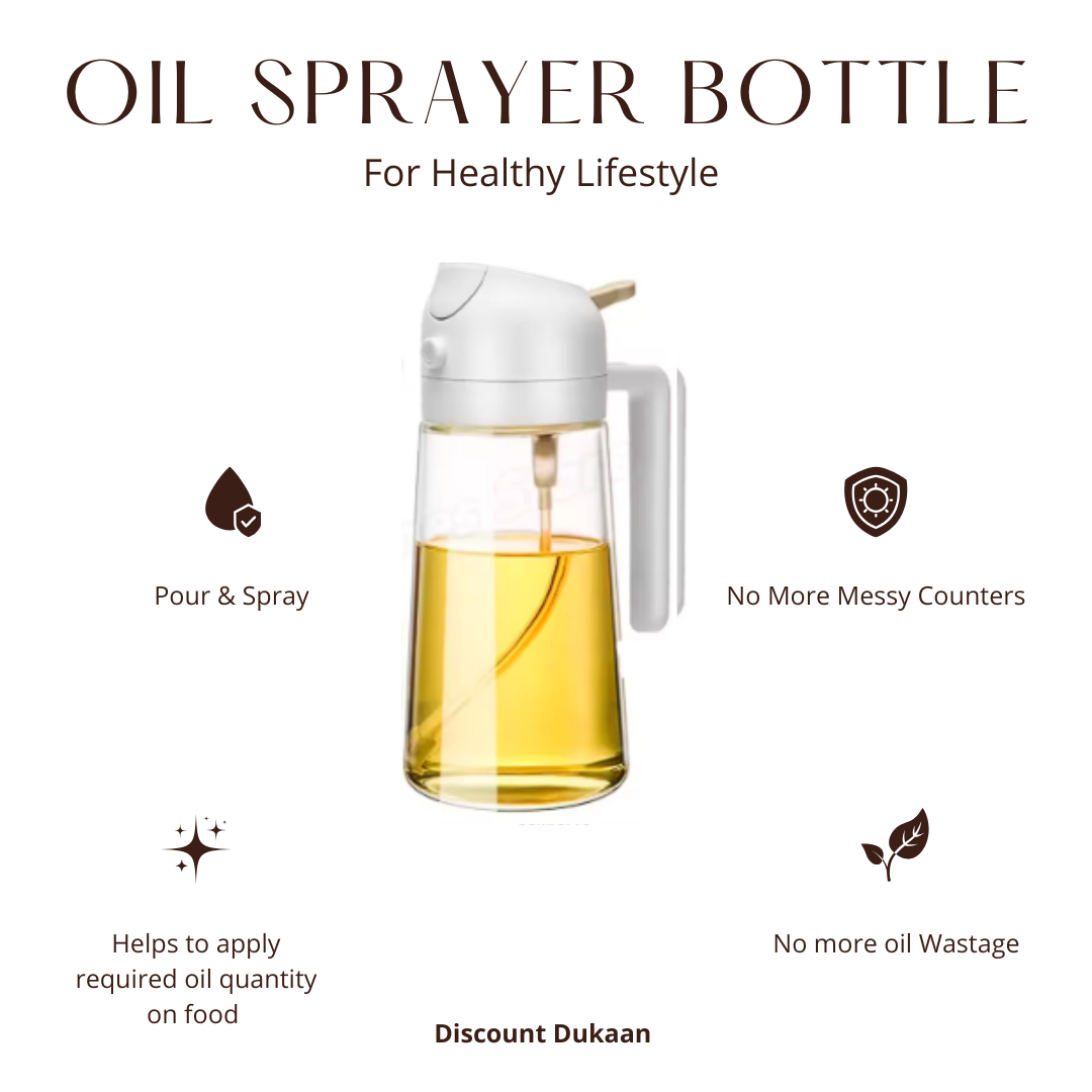 Oil Spray Bottle 500ml  – Premium Kitchen Oil Mister for Cooking, Baking & Salad Dressing – Reusable & Eco-Friendly Oil Sprayer with Fine Mist Nozzle