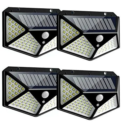 Solar Motion Sensor Lights, IP65 Waterproof Light Outdoor with 270 Degree Lighting Angle, 100 LEDs, Wireless Security Powered Wall Lights for Patio, Deck, Yard, Garden